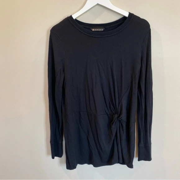 Athleta Nirvana Twist Front Long Sleeve Top Black Medium - Picture 1 of 5